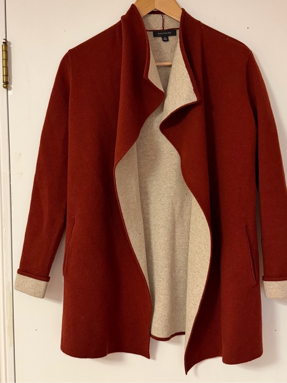 Ann Taylor XS Rust Wool Cashmere Double Face Coatigan Sweater Jacket